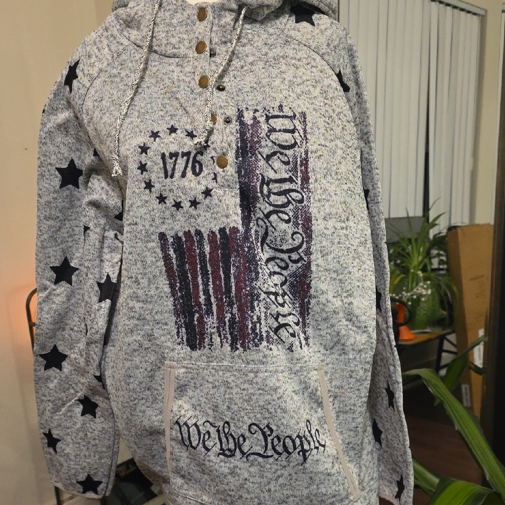 We The People Gray Hoodie Sweater